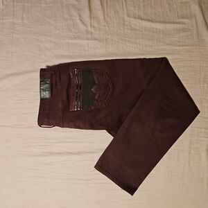Wine Colored Fried Denim Casual Jeans 38x32